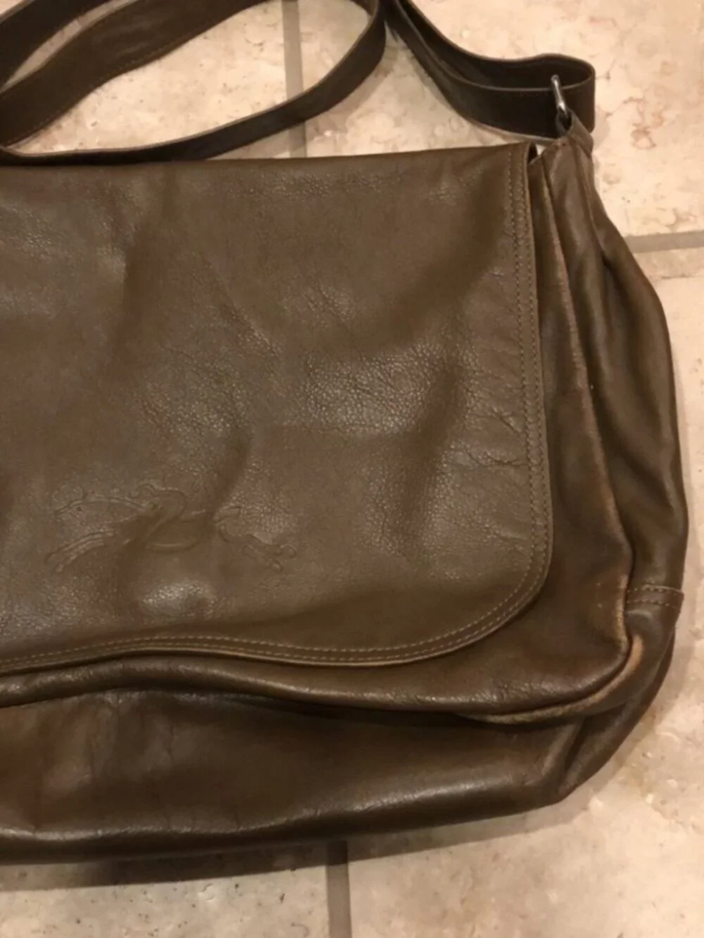 Vintage Longchamp leather flap carryall messenger satchel laptop shoulder bag